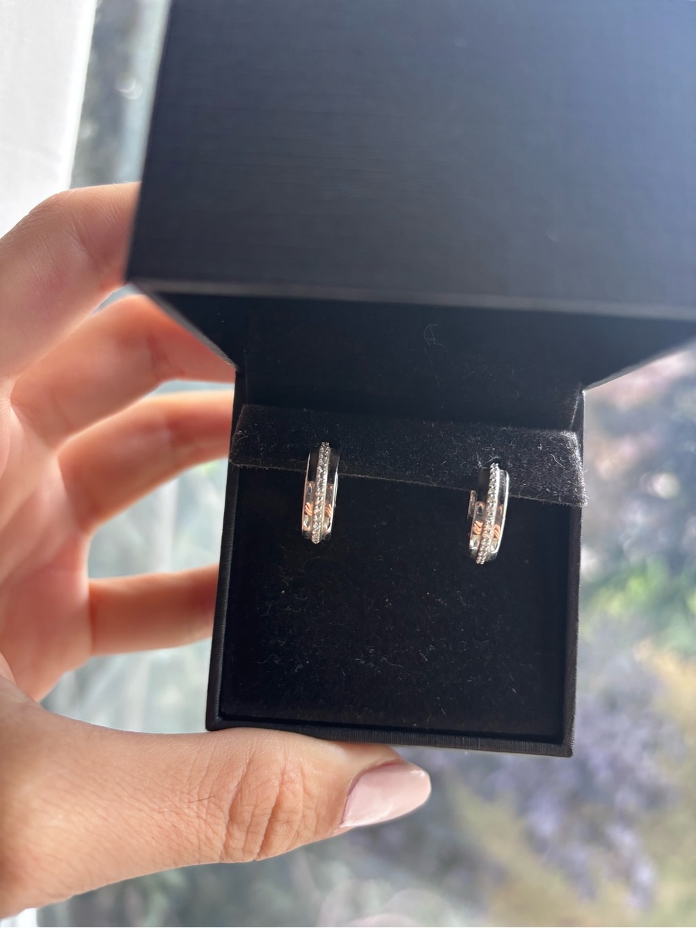 People’s Jewelry hoop earrings with lab created diamonds
